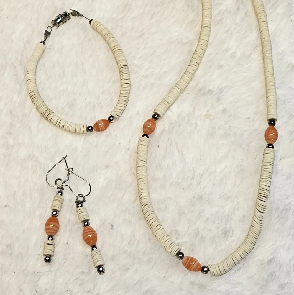 Puka Shell Jewelry Lot Necklace+Earring+Bracelet